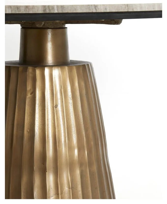 Кръгла маса за хранене в бронзов и естествен цвят с мраморен плот ø 100 cm Rianne - Light &amp; Living