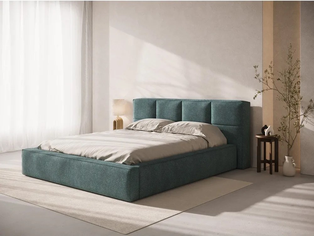 Синя тапицирана табла за легло 249x100 cm Darren – Micadoni