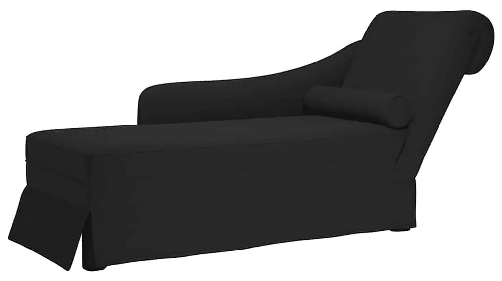 4009787 vidaXL Кушетка с болстер и десен подлакътник, черен, кадифе