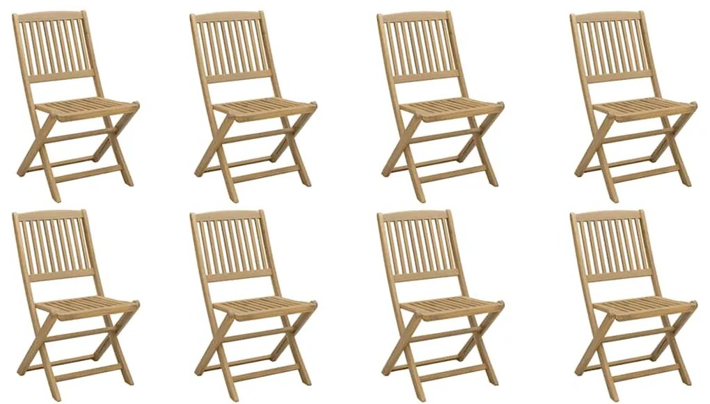 3214233 vidaXL Сгъваеми градински столове 8 бр 48,5x57x90 см акация масив