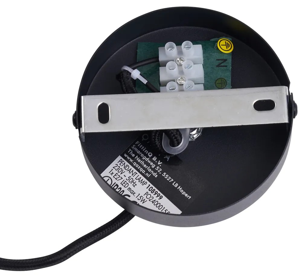 Ретро висящ полилей черен със зелено стъкло - Bizle