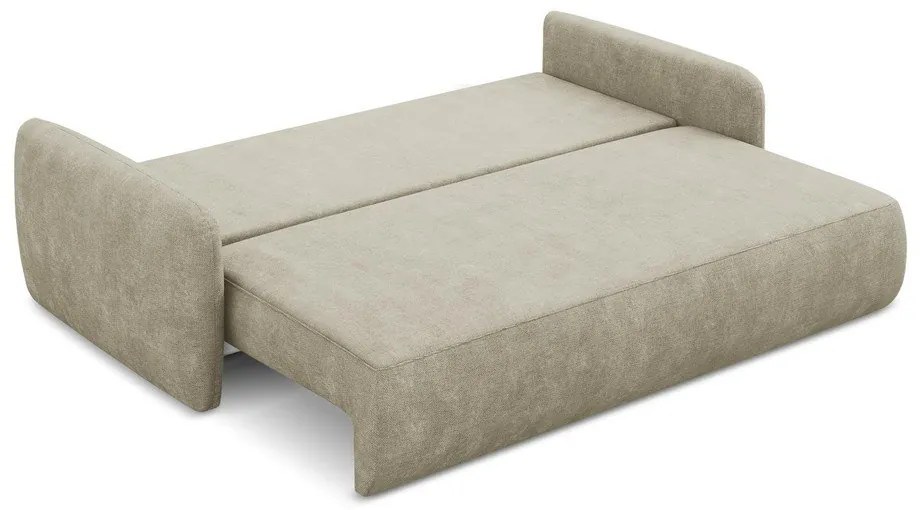 Бежов шенилов разтегателен диван с място за съхранение 218 cm Lilo – Makamii