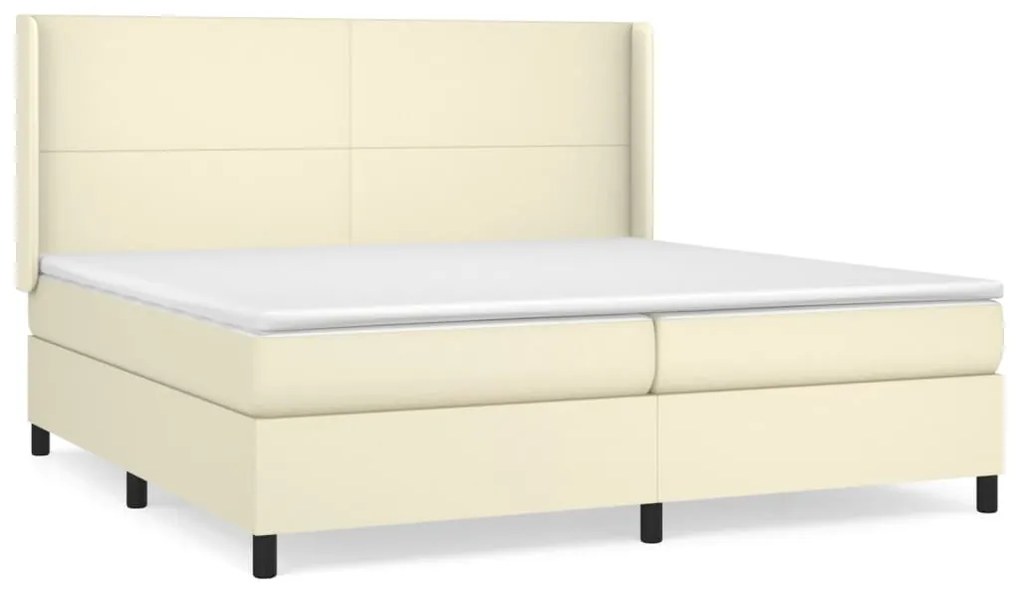 3132401 vidaXL Боксспринг легло с матрак, кремаво, 200x200 см, изкуствена кожа