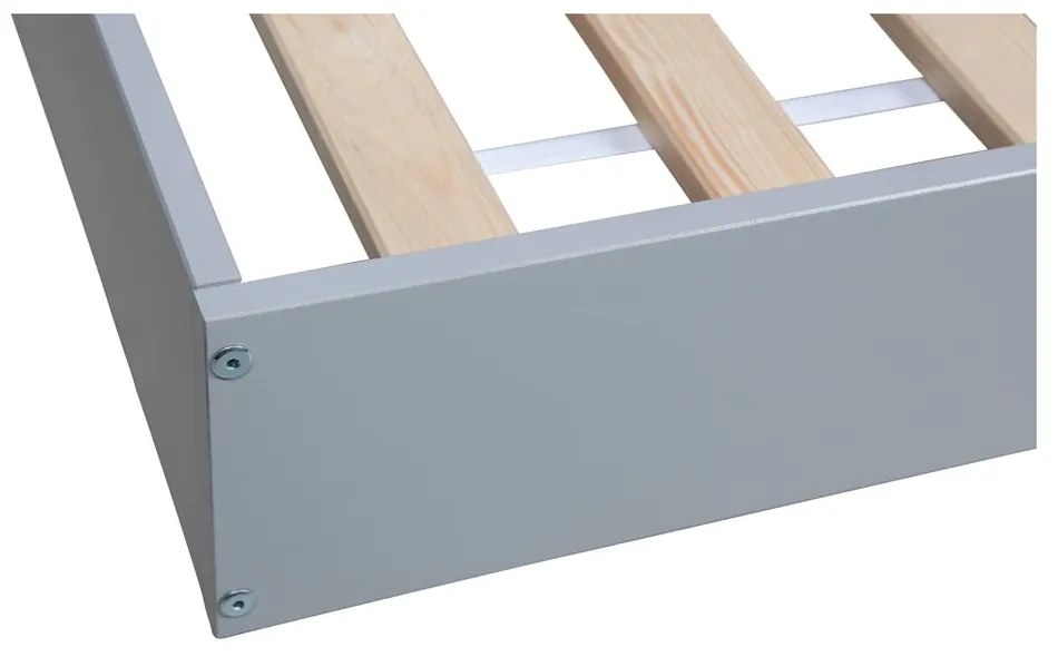 Сиво единично легло от борова дървесина, 90 x 200 cm Connect - WOOOD