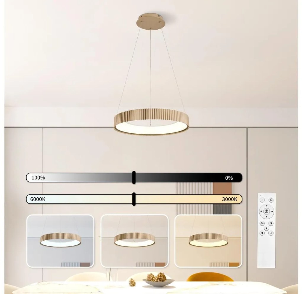 Brilagi - Димируем полилей на кабел FALCON MODERN LED/30W/230V 40 см бежов + дистанционно управление