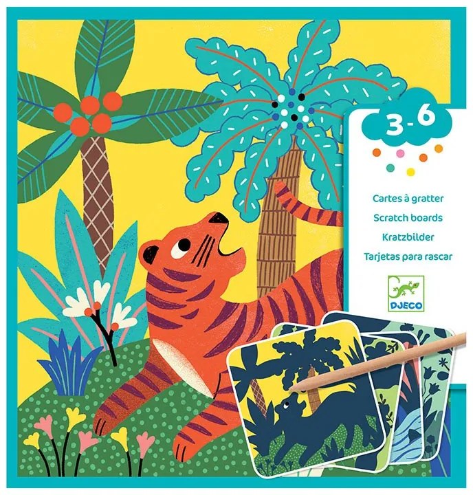 Djeco -комплект скреч карти Big animals DJ09095