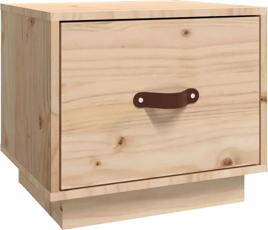 818285 vidaXL Нощно шкафче, 40x34x35 см, борово дърво масив