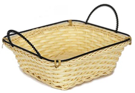 Панер квадратен PVC водоустойчив с метални дръжки 18x18см бежов TU20756DS CN-(181074-1) - Horecano