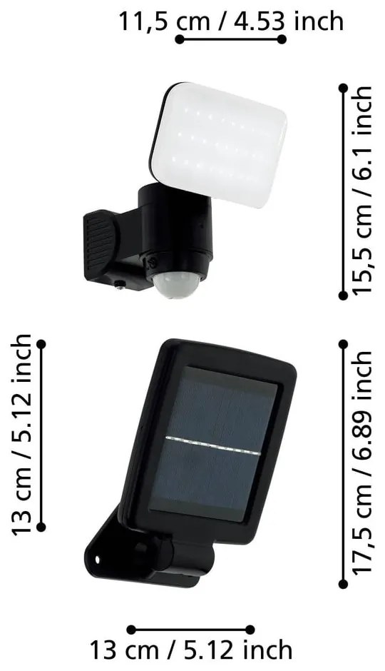 LED стенно външно осветително тяло със соларен панел (височина 15,5 cm) CASABAS – EGLO