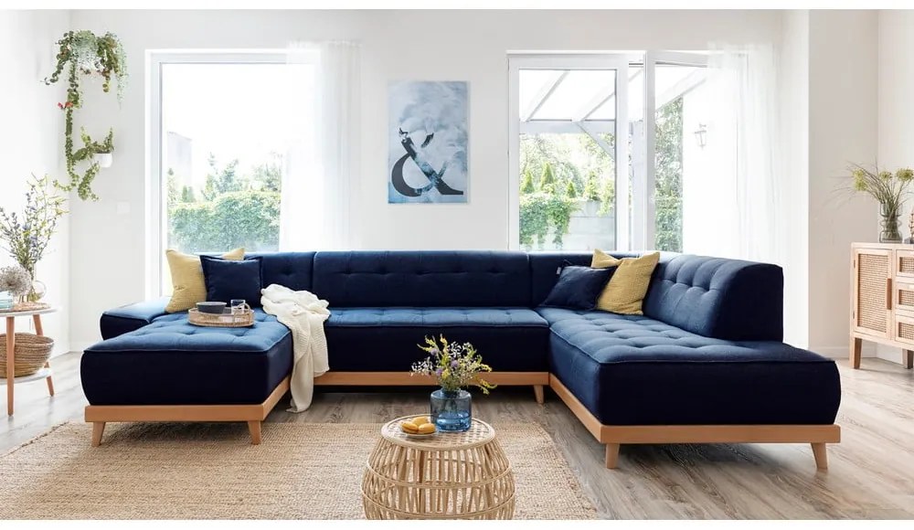 Морскосин U-образен разтегателен диван, десен ъгъл Dazzling Daisy - Miuform