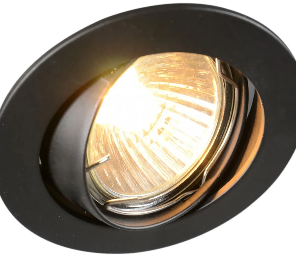 Комплект от 6 модерни вградени прожектори черни накланящи се - Edu