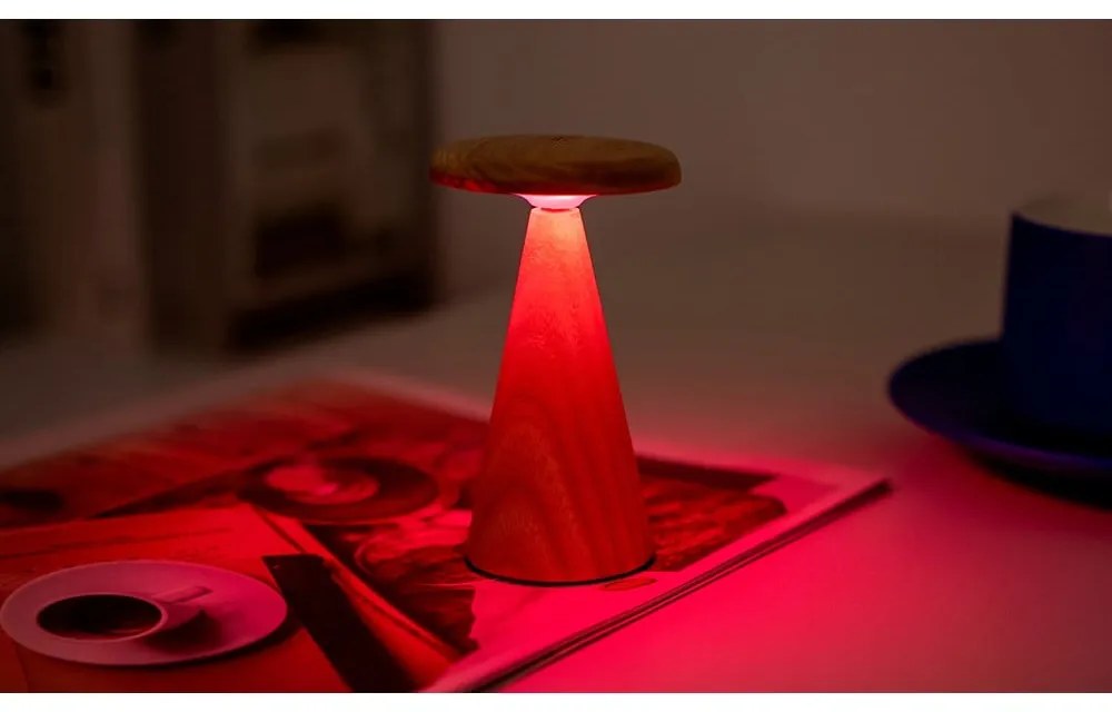 LED настолна лампа в естествен цвят с дървен абажур (височина 14 cm) Sylva – Gingko