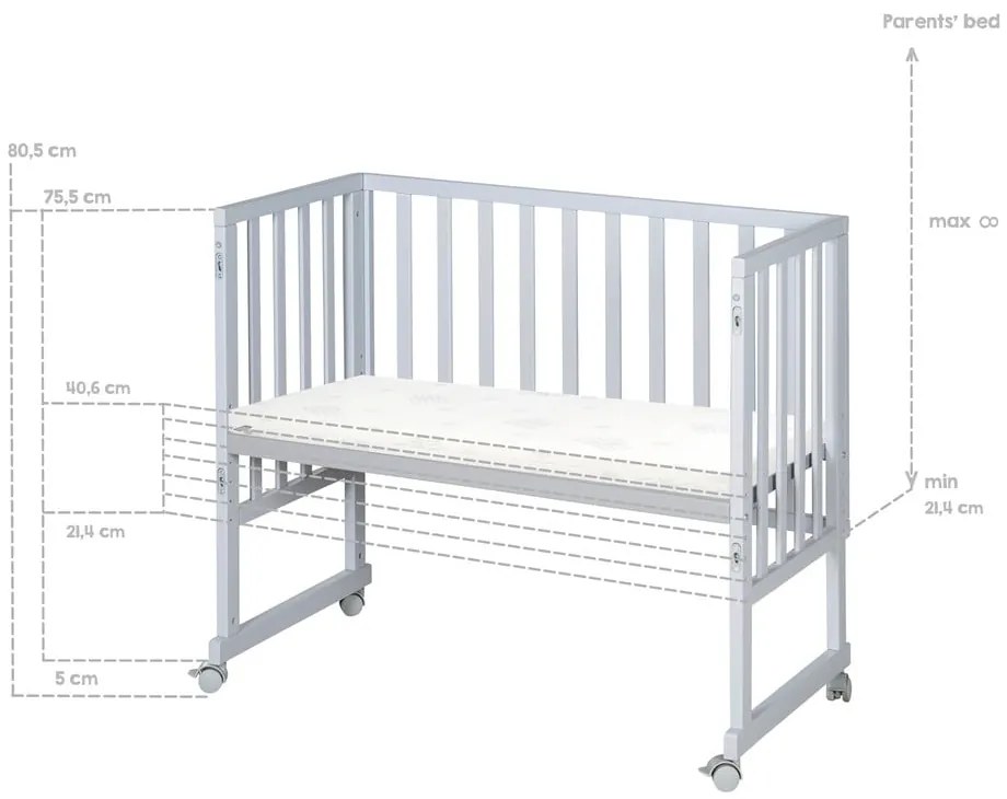 Сиво детско креватче 90x45 cm - Roba