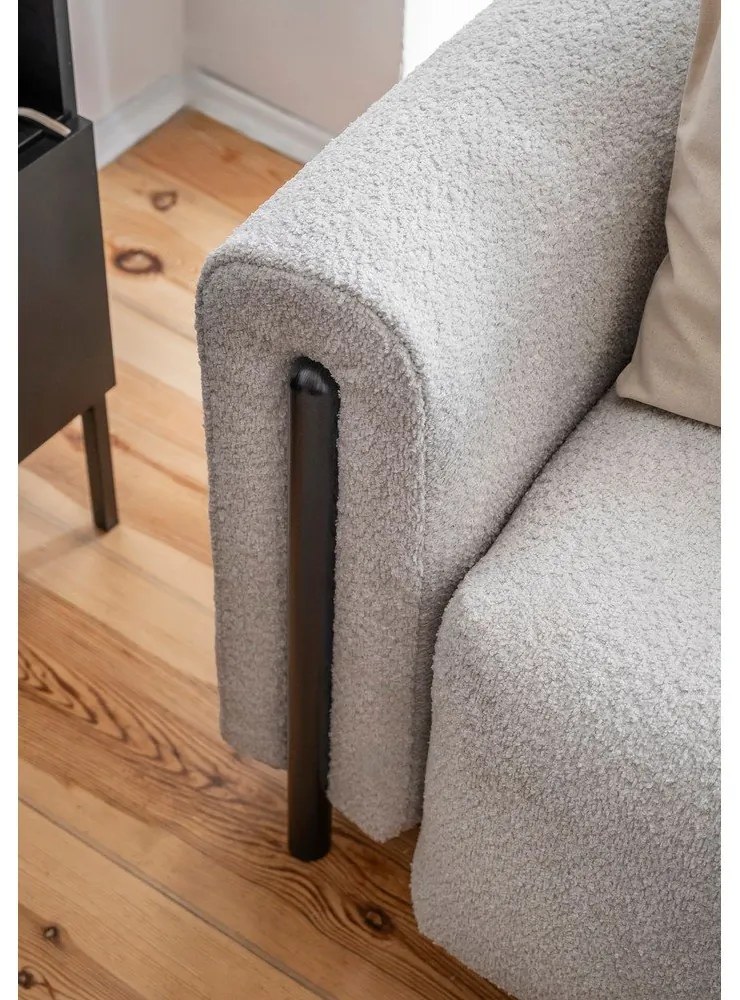 Светлосив разтегателен диван с място за съхранение от букле 244 cm Arcadova – ELTAP