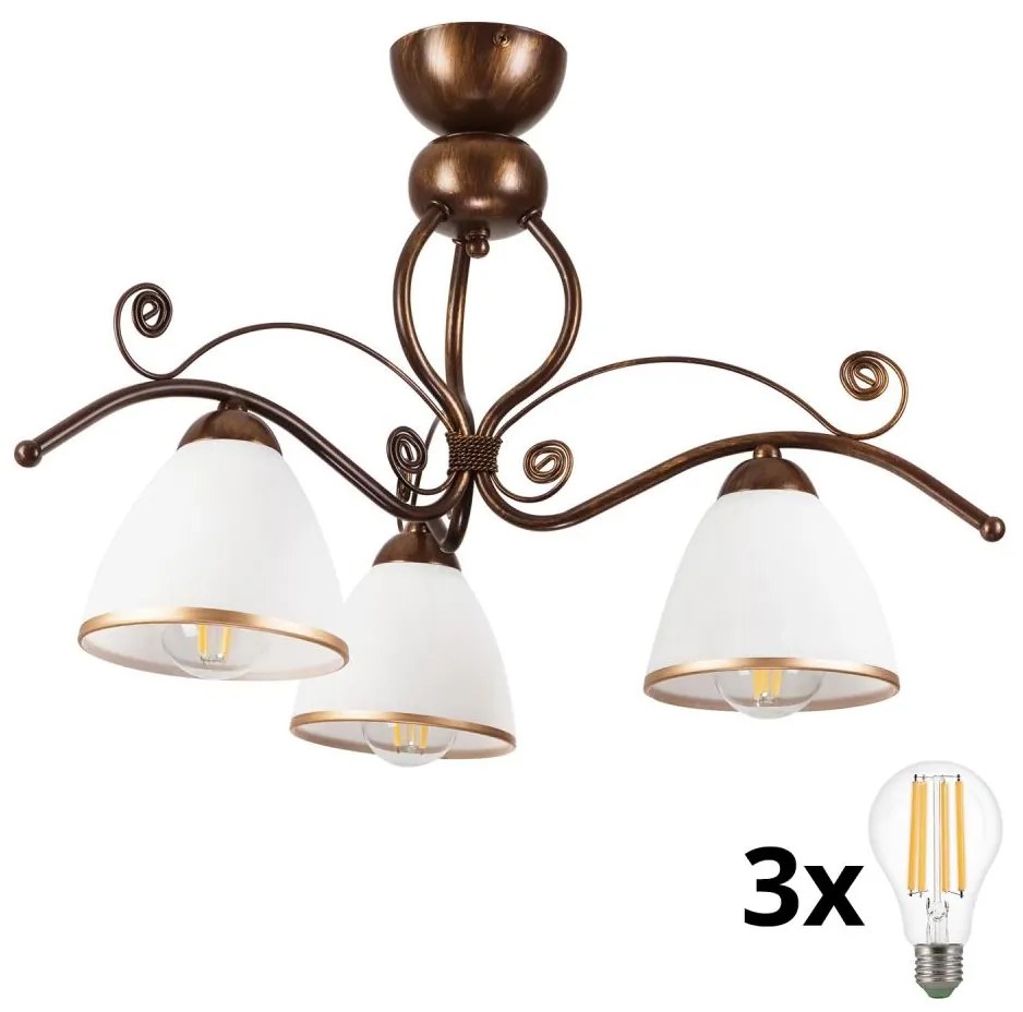 Brilagi - LED Полилей за повърхностен монтаж ANTICO 3xE27/60W/230V бронзова патина