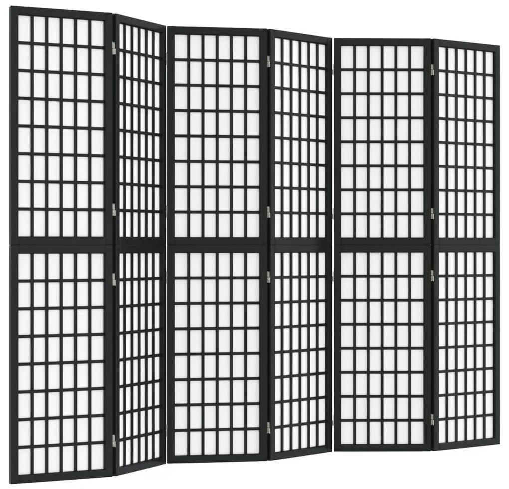 352082 vidaXL Параван за стая, 6 панела, японски стил, 240x170 cм, черен