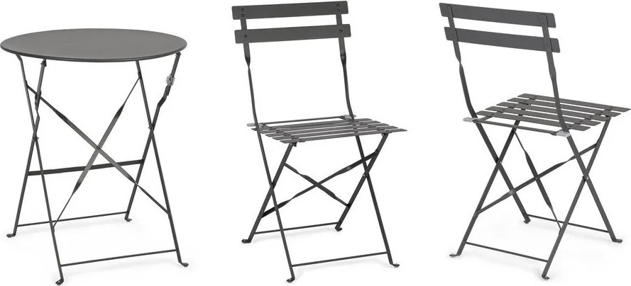 Антрацитен стоманен градински комплект за хранене за 2 Austin – Bizzotto