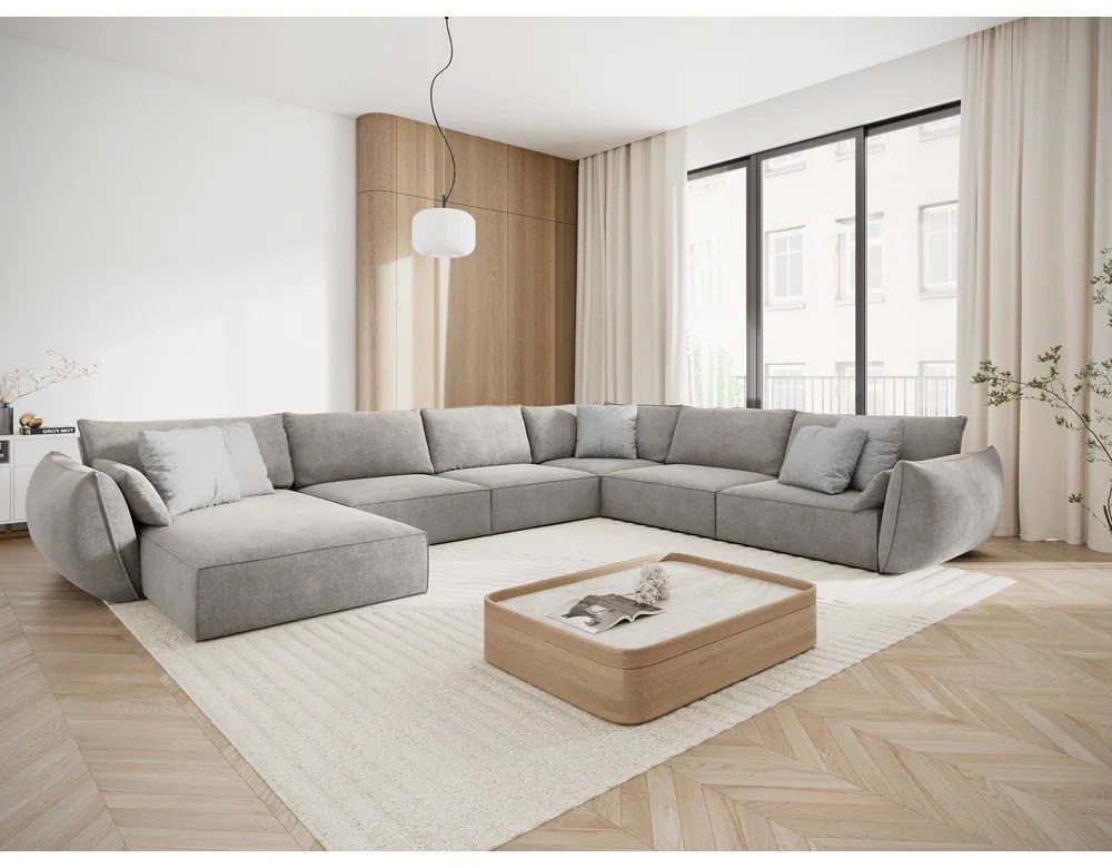 Светлосив ъглов диван (десен ъгъл) Vanda - Mazzini Sofas