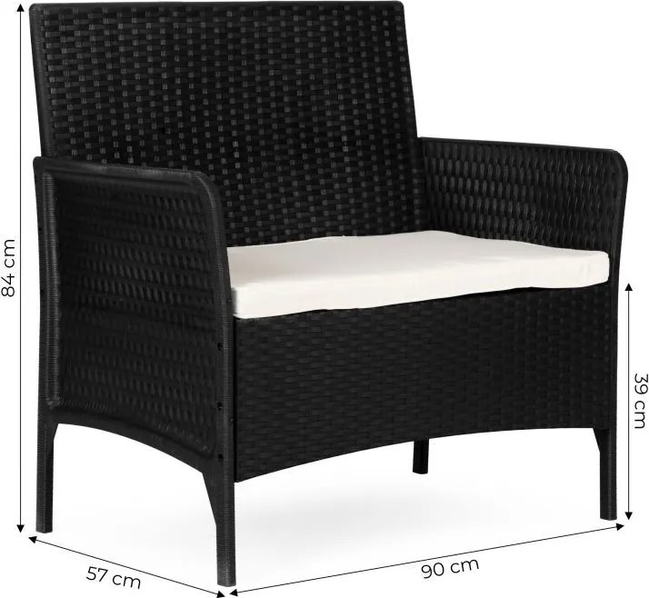 Градински диван с възглавница - ратанов диван за балкон и тераса