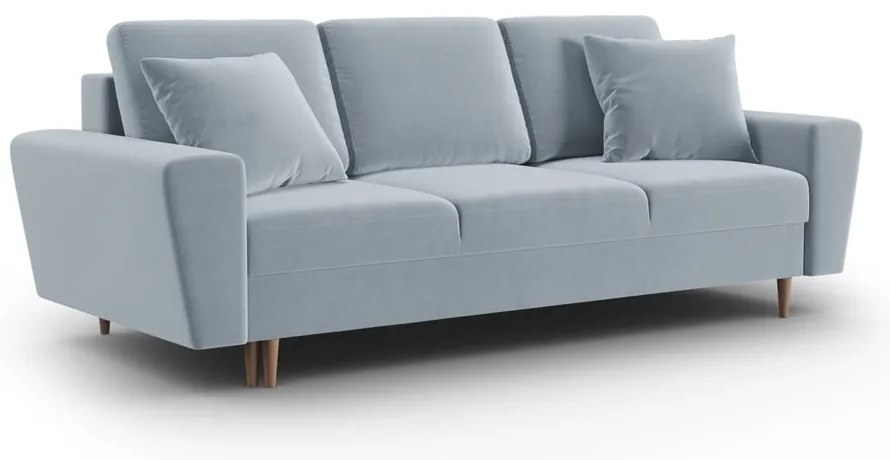 Светлосин кадифен разтегателен диван с място за съхранение 235 cm Kyoto – Cosmopolitan Design