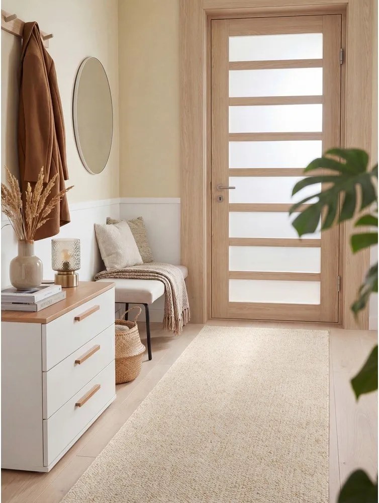 Кремава пътека подходяща за пране 80x240 cm Rocco Cream – Elle Decoration