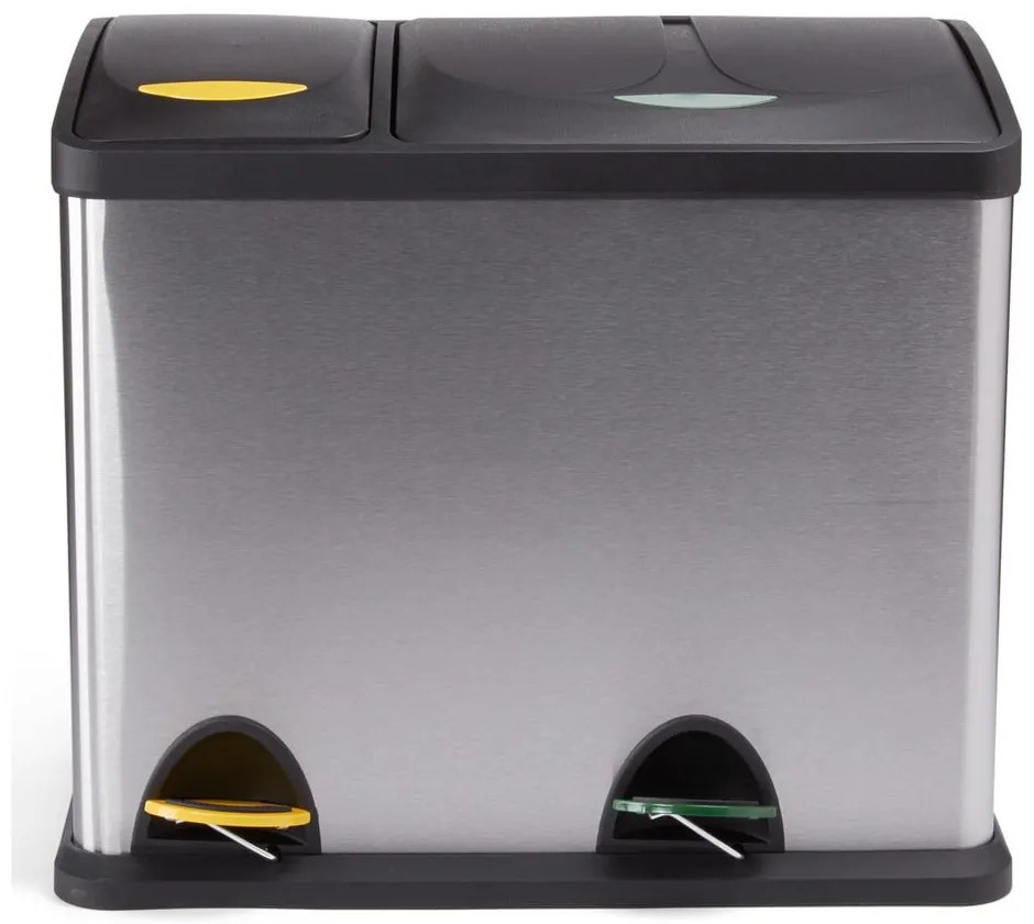 Стоманено кошче за боклук за рециклиране с педал в матово сребрист цвят 18+8 l Tri Selectif – MSV
