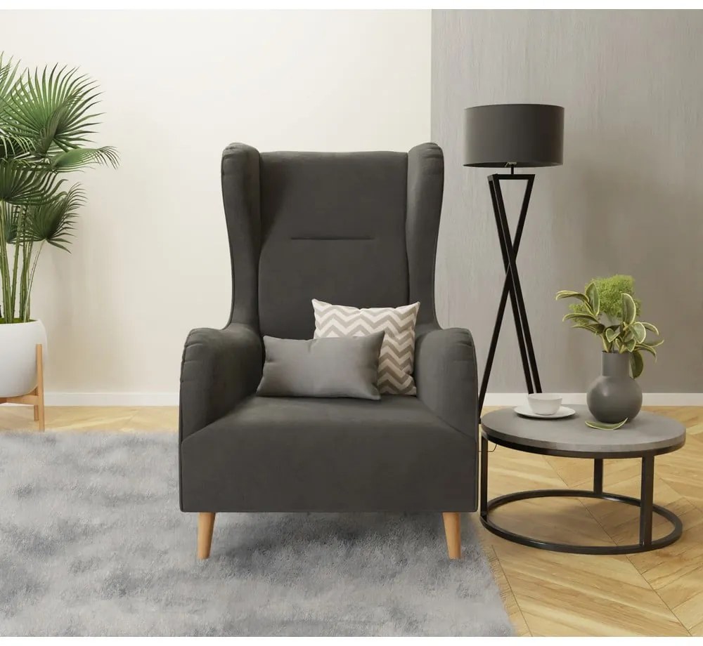 Тъмносиво кадифено кресло Carole - Ropez