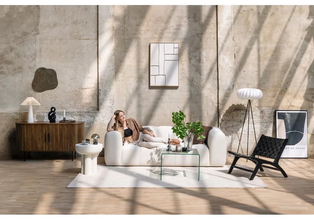 Кремав кадифен диван 225 cm Cube – Bonami Selection