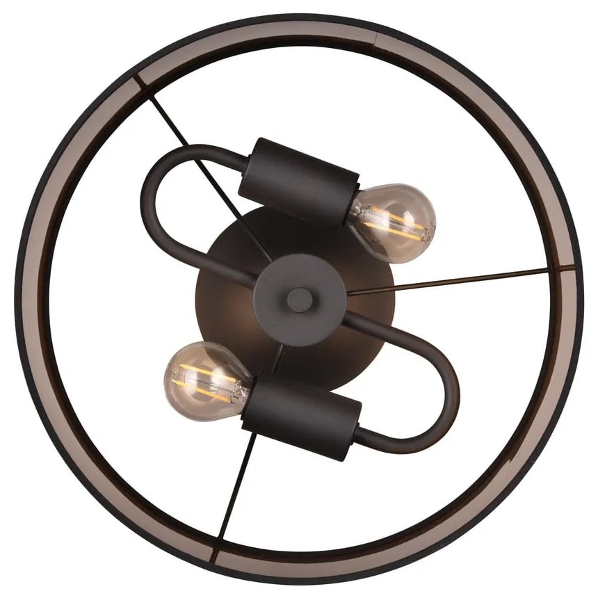 Черно-кафяво таванно осветително тяло ø 30 cm Davos - Reality