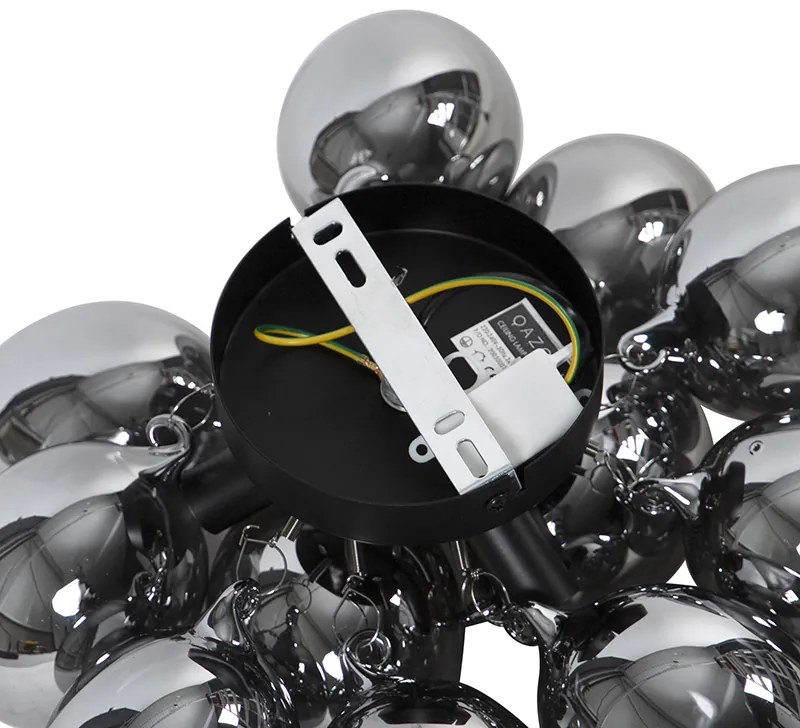 Дизайнерски таванна лампа черна с димно стъкло 3-светлина - Uvas