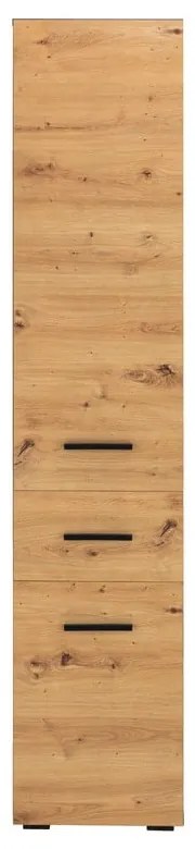 Висок/тесен шкаф за баня от декор от дъб в естествен цвят 180x35 cm Malika – Støraa