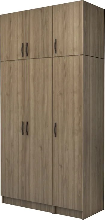 Меламинов гардероб Vivian с три врати и шкаф в цвят орех 120x51.8x240см.