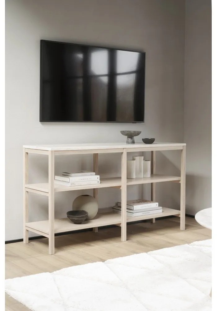 Конзолна маса в кафяво и бежово с каменен плот 140x40 cm Orwel - Rowico