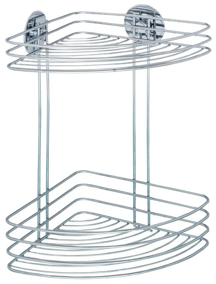 WENKO 18914100-Ъглова полица TURBO-LOC кръгла стоманена 26,5x33 cm лъскав хром
