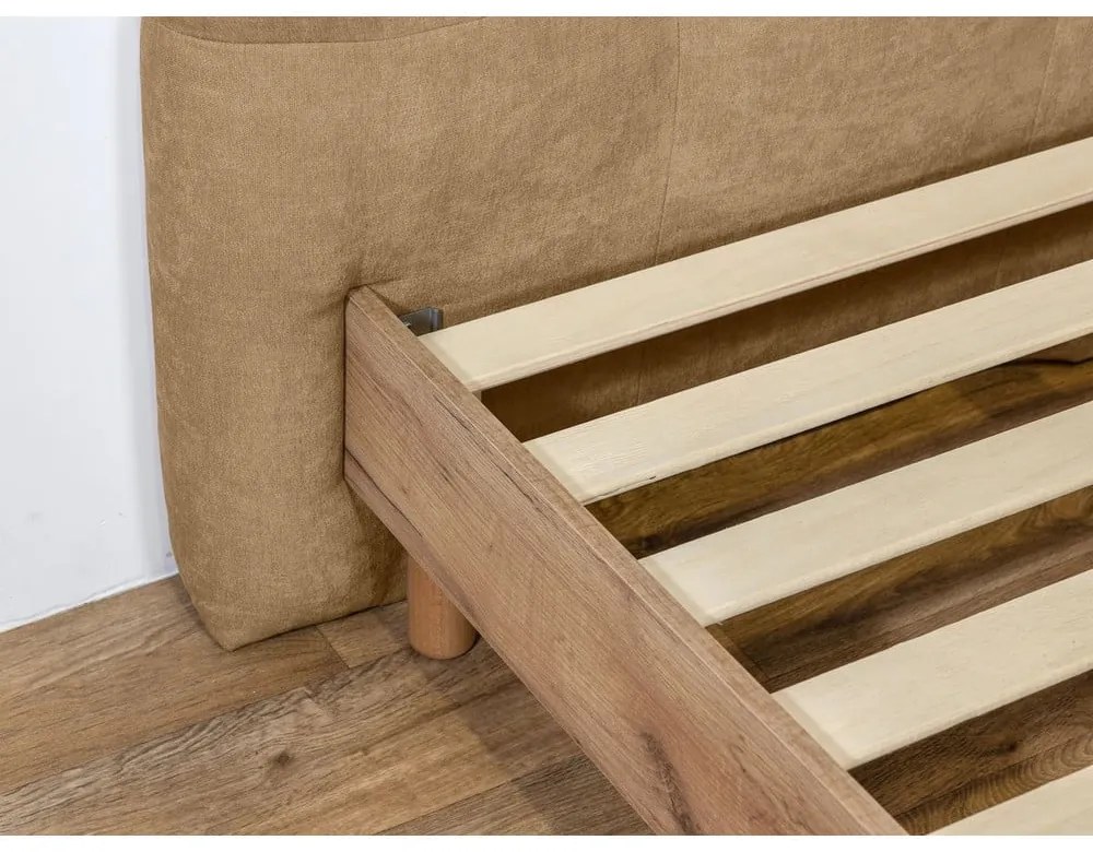 Бежово двойно тапицирано легло с включена подматрачна рамка 160x200 cm Kumo – Bobochic Paris