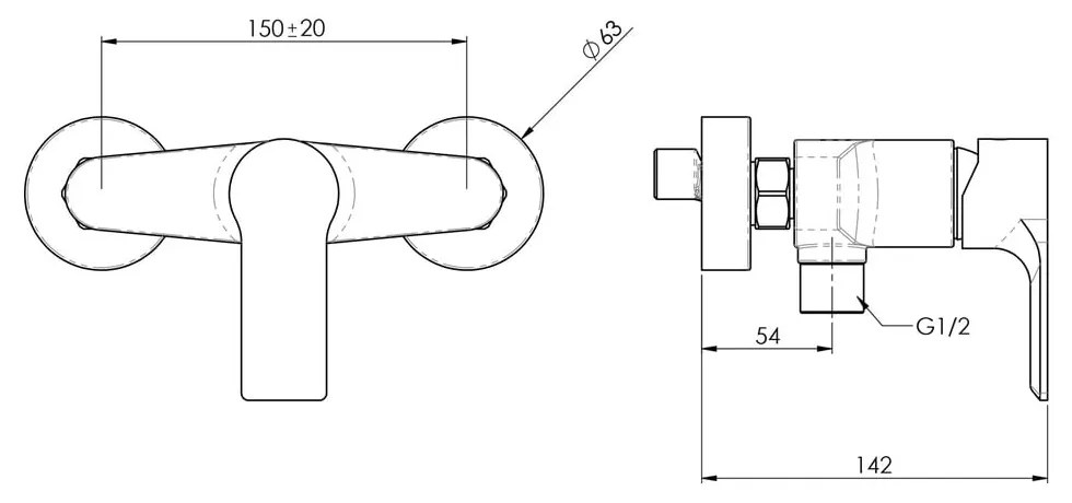 Бяла стенна душ батерия (1 изход) Pax – Sapho