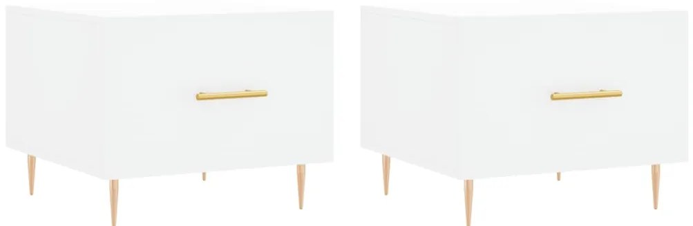 829365 vidaXL Кафе маси, 2 бр, бели, 50x50x40 см, инженерно дърво