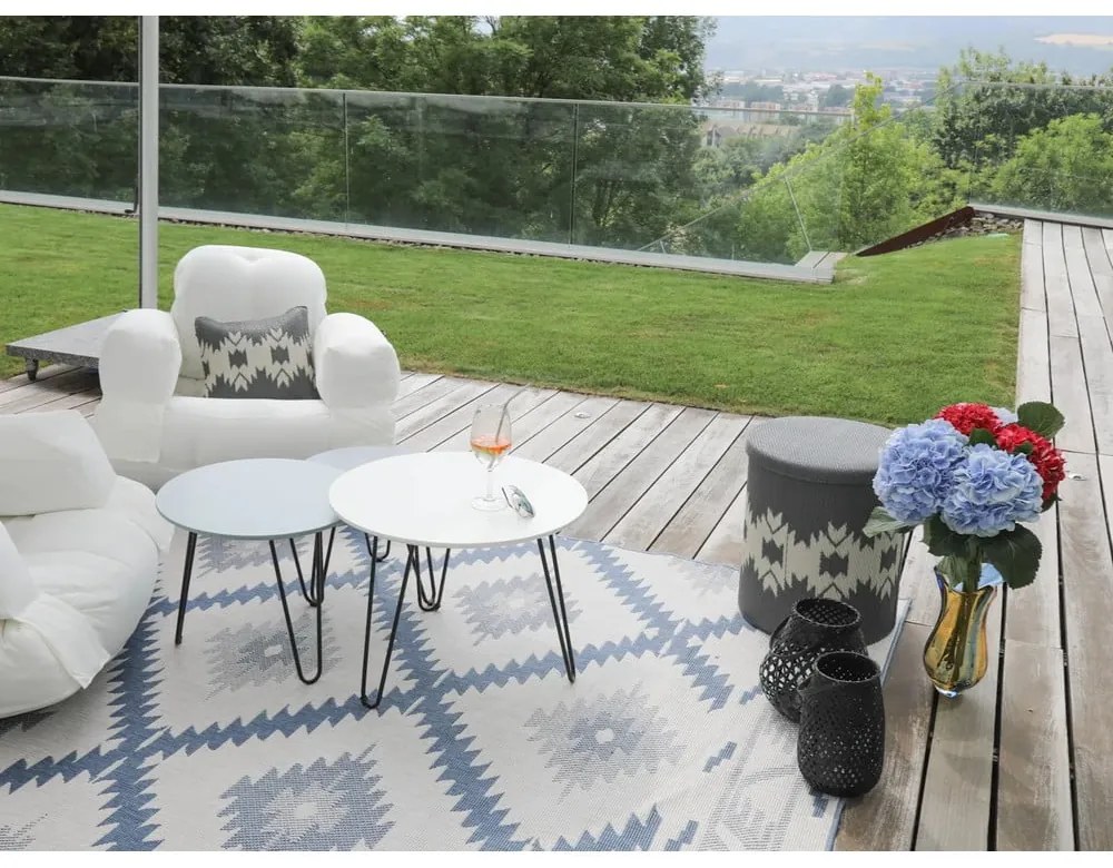 Синьо-кремав килим на открито , 80 x 150 cm Malibu - NORTHRUGS
