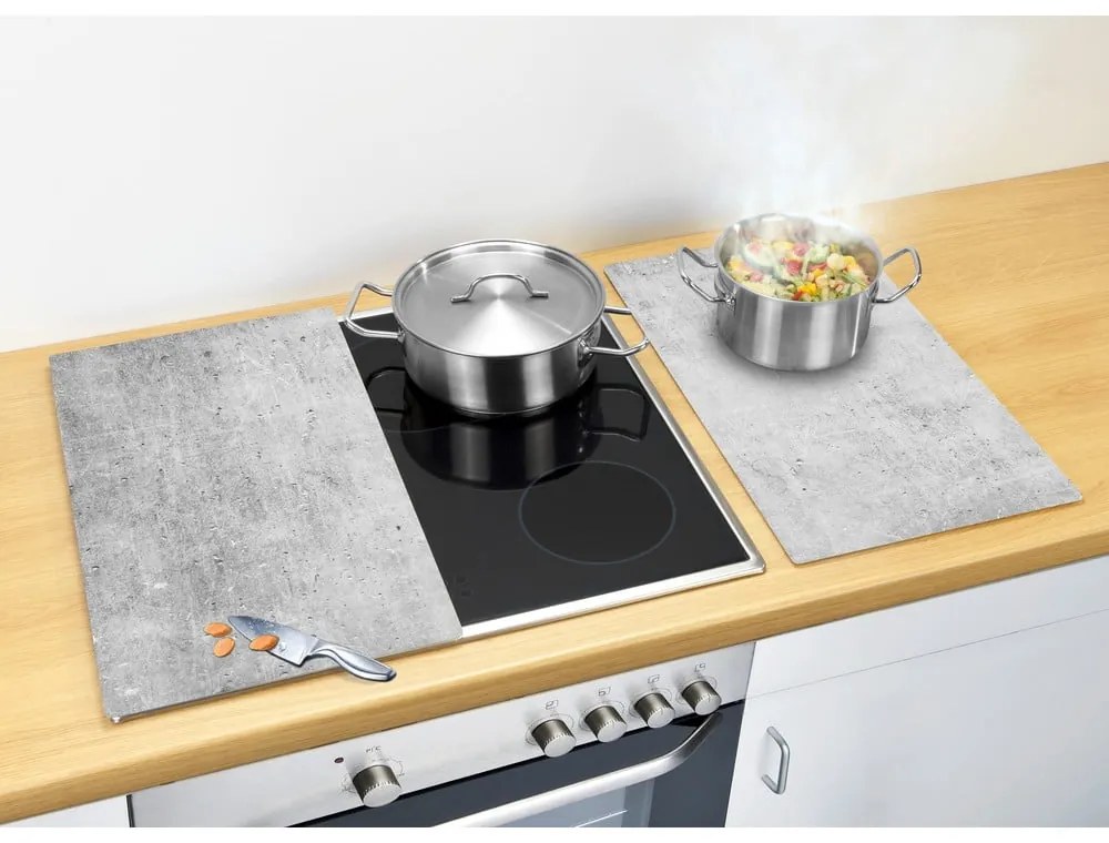 Капаци за печки от закалено стъкло в комплект от 2 броя 52x30 cm Concrete - Allstar