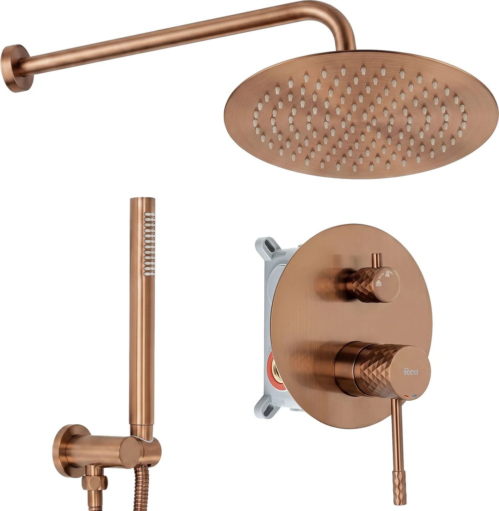 Душ система за вграждане Rea Lungo Diamond Brush Copper + BOX