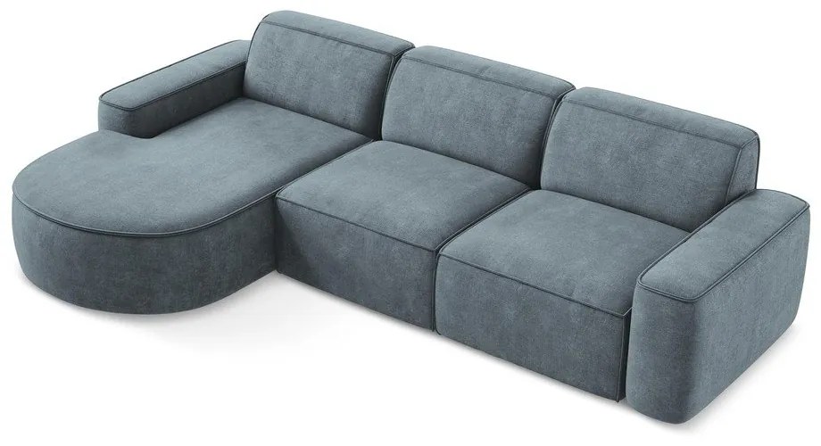 Сиво-син шенилов ъглов диван (ляв ъгъл) Omao – Makamii