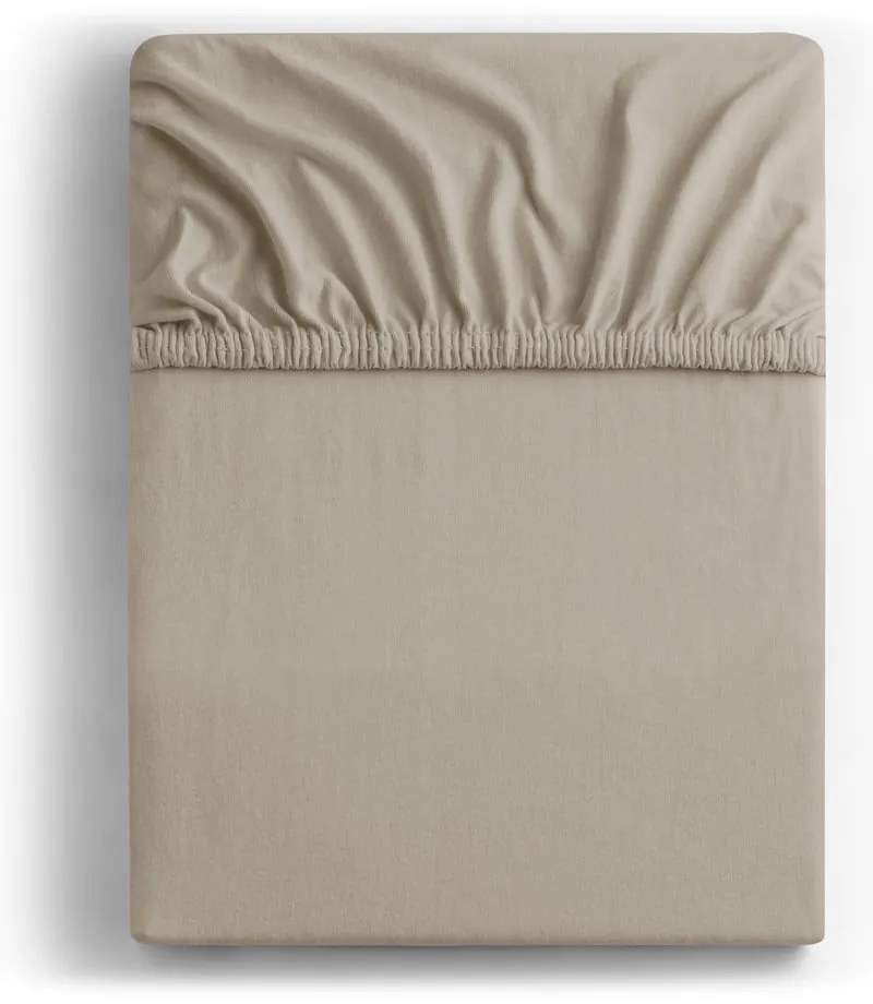 Светлокафяв еластичен чаршаф от джърси 220x200 cm Amber – Restilo