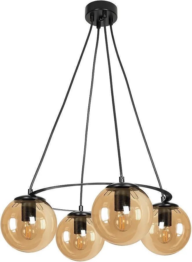 Полилей ДЕА, черен/мед, 4xE27