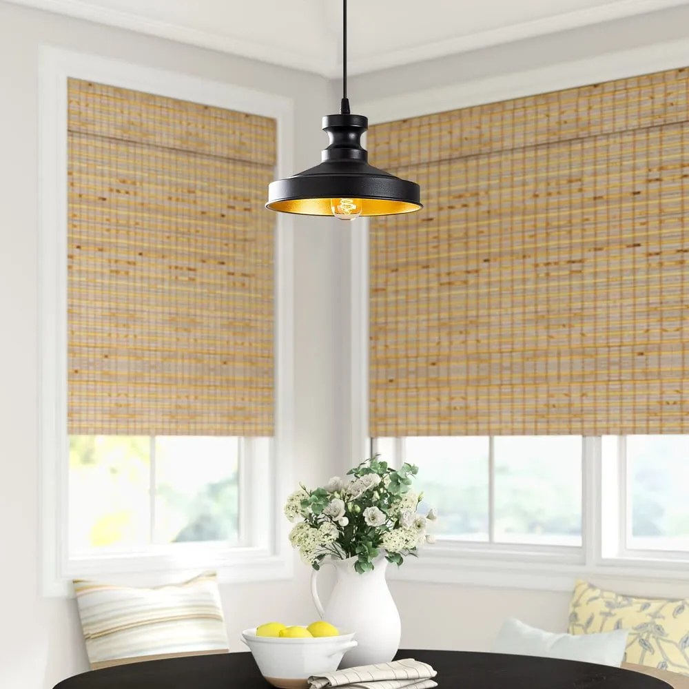 Черно висящо осветително тяло с метален абажур ø 22 cm Berceste – Opviq lights