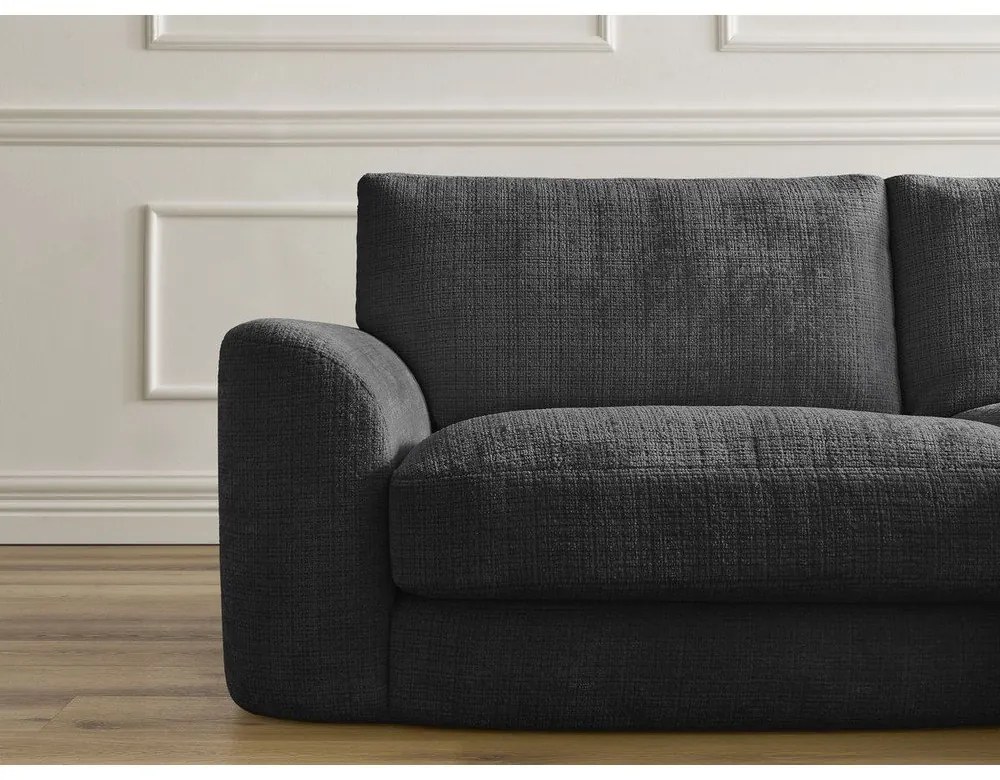 Черен шенилов ъглов диван (десен ъгъл) Leonore – Bobochic Paris