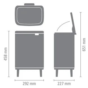 Кош за боклук Brabantia Bo Small Hi 1006650, 12 л, Плавно и безшумно отваряне, Противоплъзгаща основа, Устойчив на пръстови отпечатъци, Инокс
