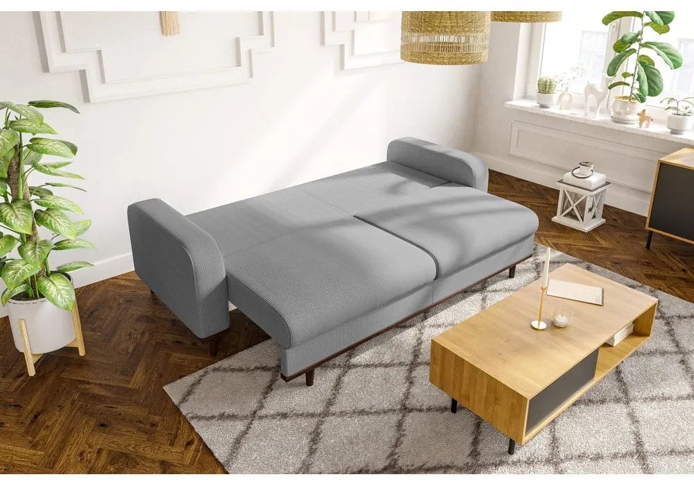 Светлосив диван от рипсено кадифе 220 cm Beata – Ropez