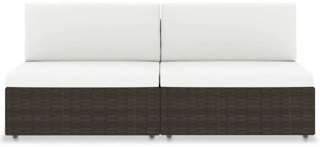49513 vidaXL Двуместен модулен диван, полиратан, кафяв