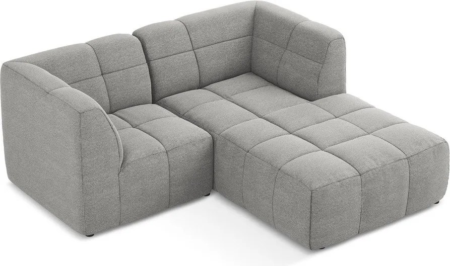 Сив ъглов диван от прежда с примки от букле (десен ъгъл) Aloha – Makamii