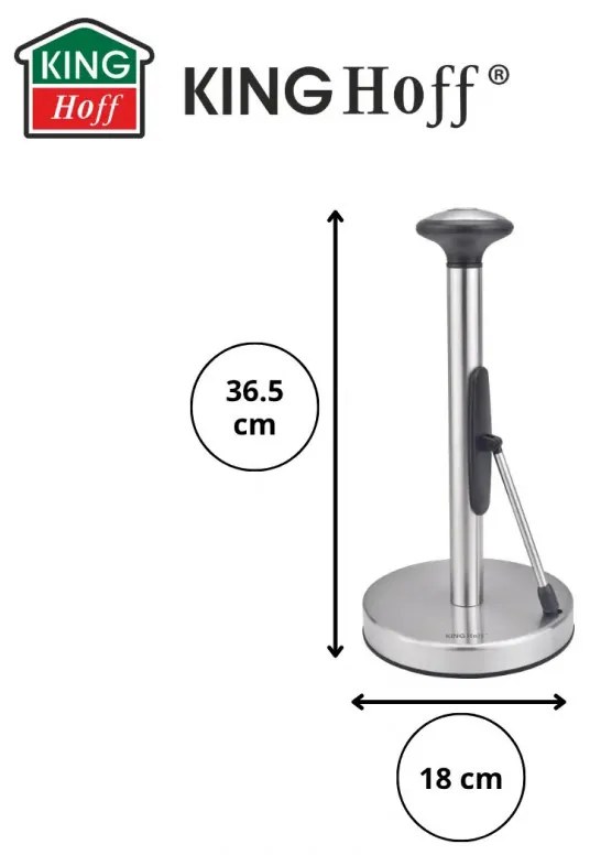 Поставка за кухненска хартия Kinghoff KH 1955, 36.5 см, Неръждаема стомана, Сребрист